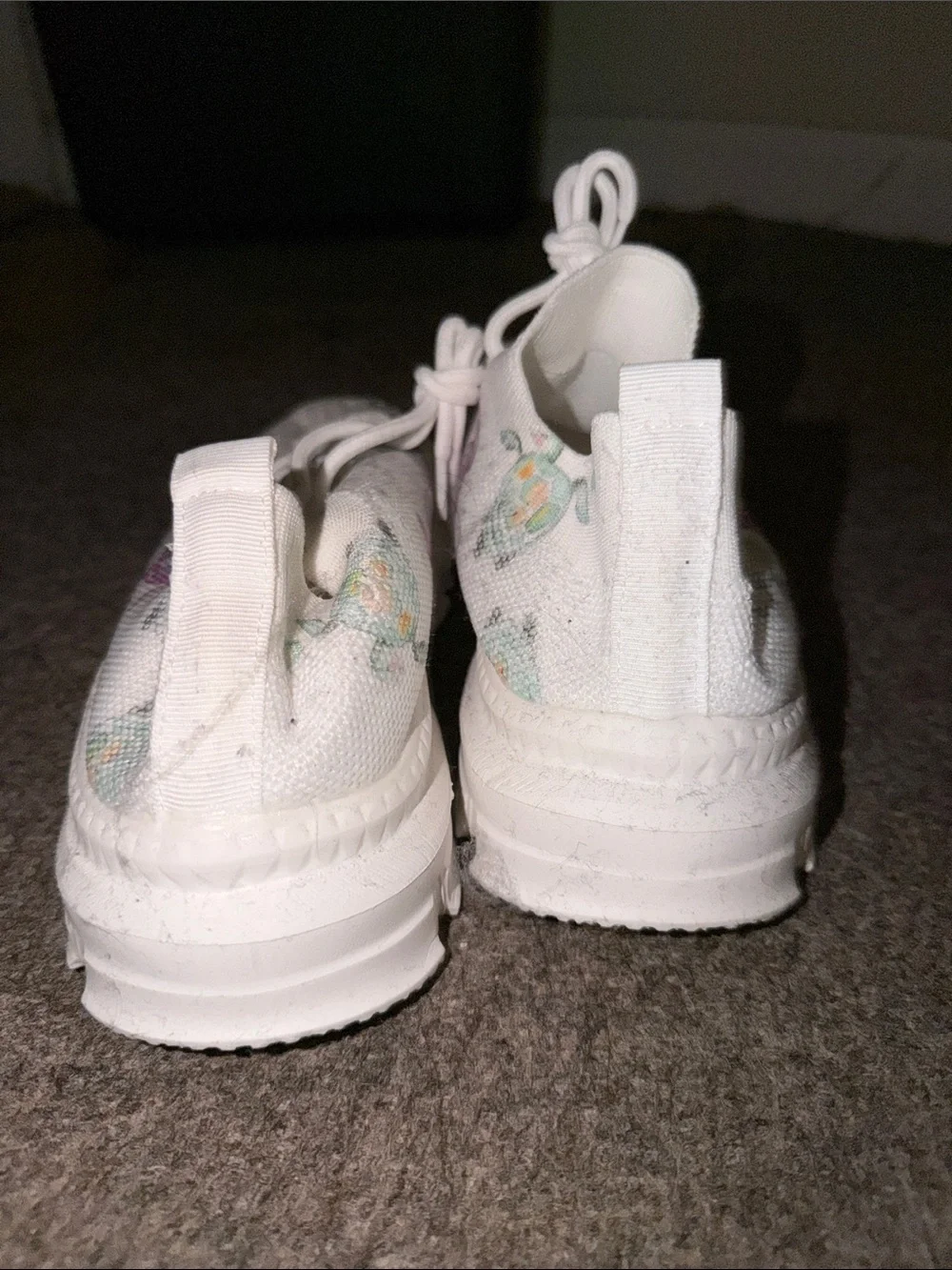 White Canvas Sneakers with Colorful Turtle Print
